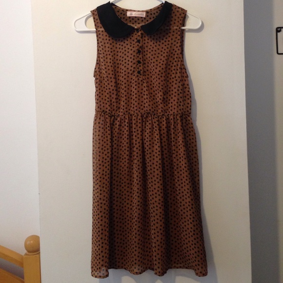 Band of Gypsies brown and black polka dot dress