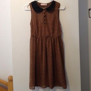Band of Gypsies brown and black polka dot dress
