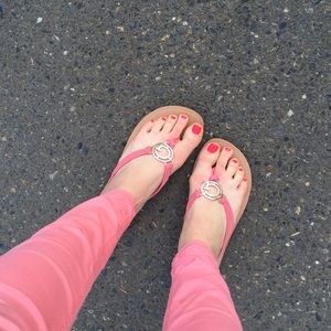 Coral Authentic Guess Flip Flops