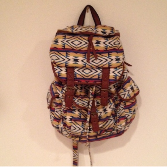Tribal Print Canvas Backpack