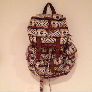 Tribal Print Canvas Backpack