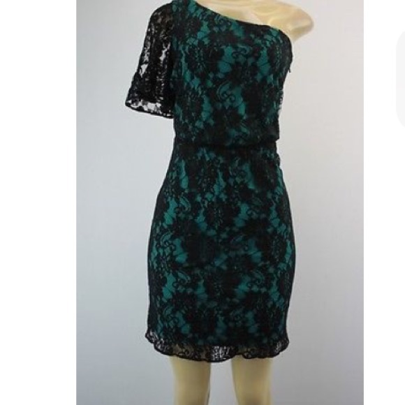 MISS SIXTY GREEN LACE ONE SHOULDER DRESS