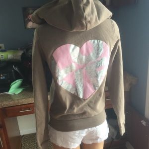 Victoria's Secret PINK Light Tan Full Zip Hoodie S