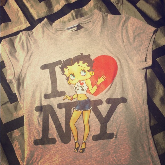 Light grey tight Betty Boop I ❤️ NY top - Picture 1 of 1