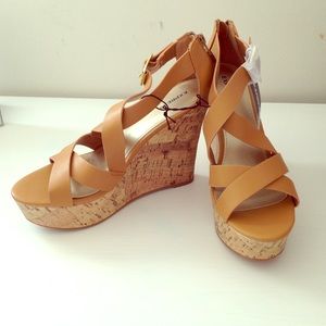 Express cork wedge heels