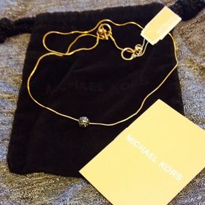 MICHAEL KORS gold & silver tone pave bead necklace