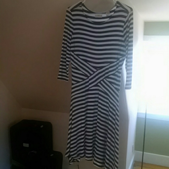Black and white striped dress.