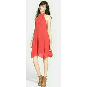 Tildon Halter Orange A-Line Chiffon Dress