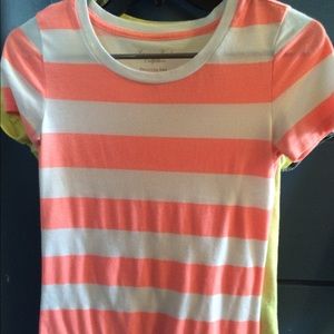 Orange coral and white tee