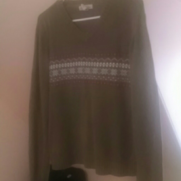Green sweater.