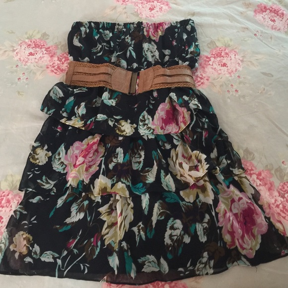 Floral spring dress navy