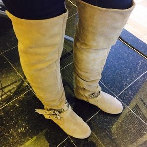 BCBG beige  suede knee high boots !!!!