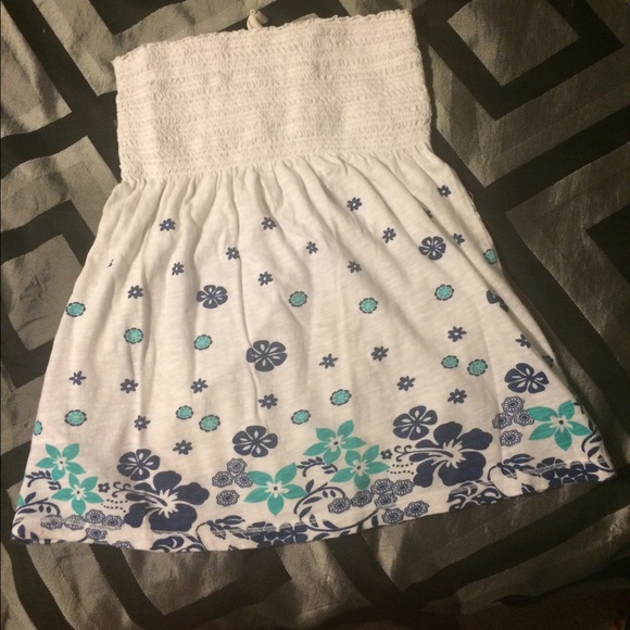 Aeropostale white tube top with blue flower design - Picture 1 of 2