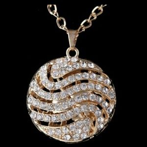 Large gold filled CZ pendant with long chain