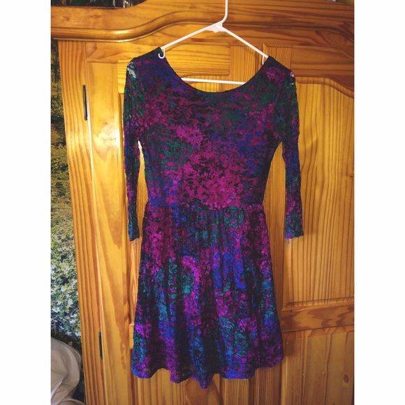 Multicolored purple laced dress