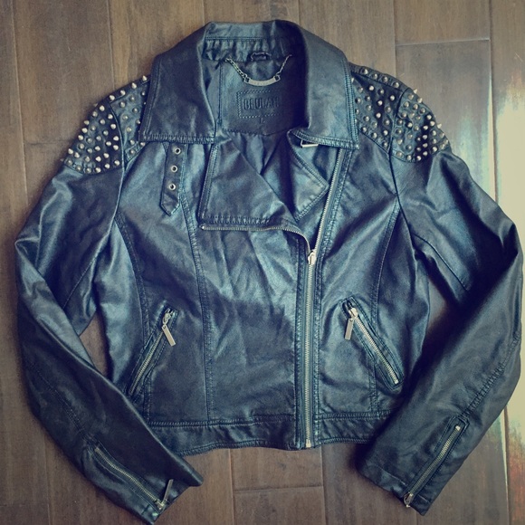 Vegan Leather Studded Moto Jacket