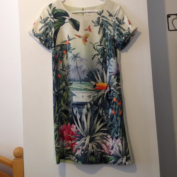 Tropical print shift dress