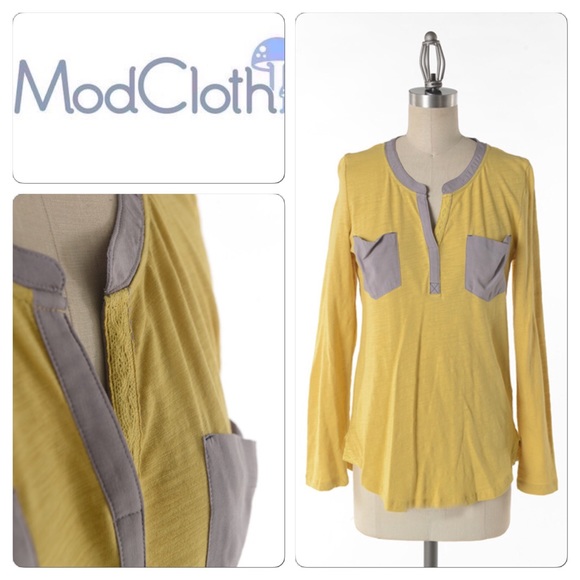 NEW Modcloth Color Block Long Sleeve Top - Picture 1 of 3