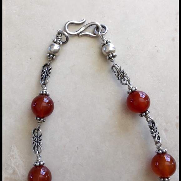 Sterling Silver and Carnelian Bead Necklace - Picture 3 of 3