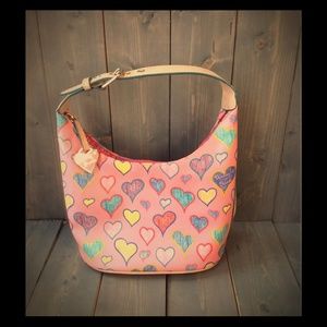 Pink Dooney & Bourke Bucket Bag with Hearts