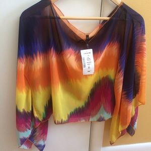 NEVER worn! Bright Flowy top! Size S!