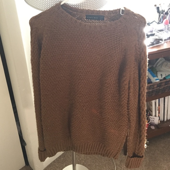 Zara Brown Semi cable knit sweater