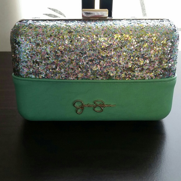 Sea foam teal clutch.