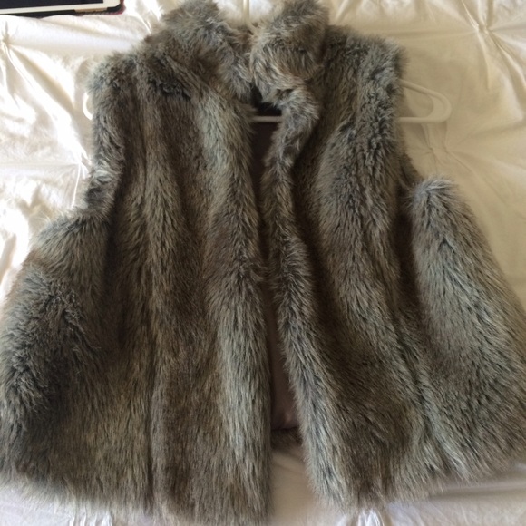 Grey faux fur vest