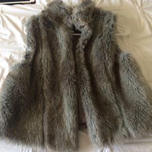 Grey faux fur vest