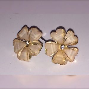 Clear Gold Flower Earrings