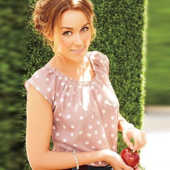 LC Lauren Conrad Blush Polka Dot Blouse