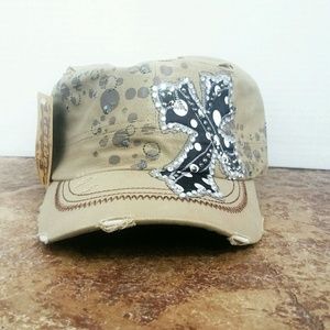 NWT Rhinestone Cross Baseball Hat