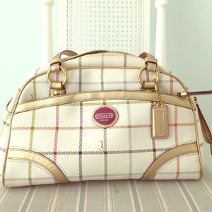 multoclor coach heritage stripe tattersall purse