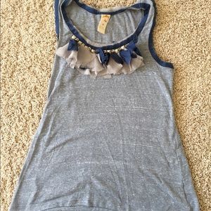 Anthropologie  blue embellished tank top size M