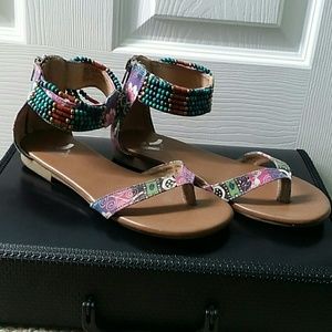 Beaded colorful sandals