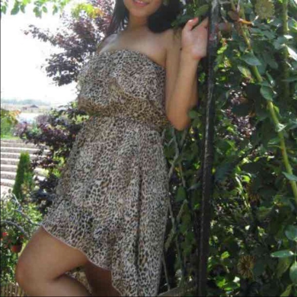 Leopard hi low dress