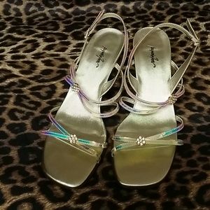 Gold irridescent strappy sandal