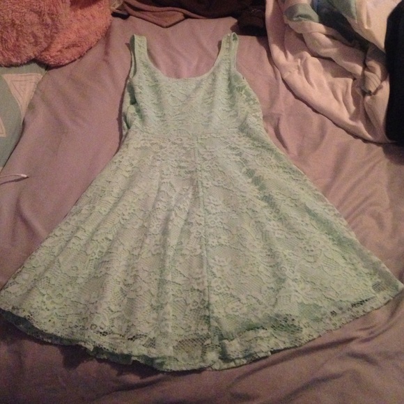 Mint, lace, floral dress