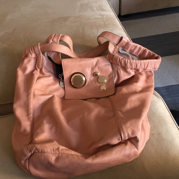 Peach leather purse