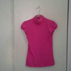 Pink mock turtleneck short sleeve top