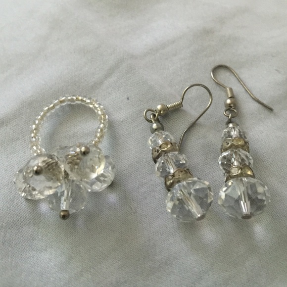 Crystal earrings with ring