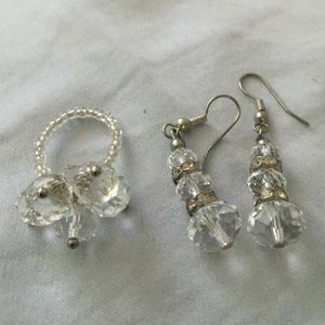 Crystal earrings with ring