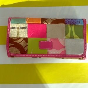 multicolor patch wallet