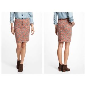 Anthropologie Paisley Denim Pencil Skirt