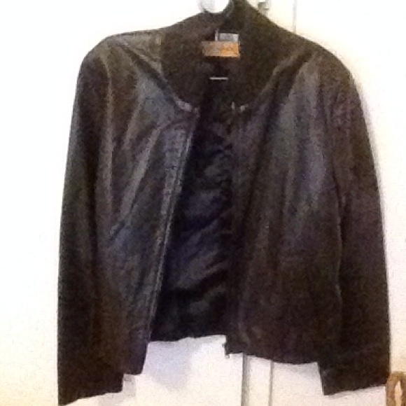 Brown L Anthropologie genuine leather jacket