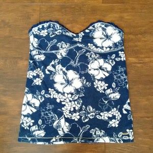 Blue flowered tube top