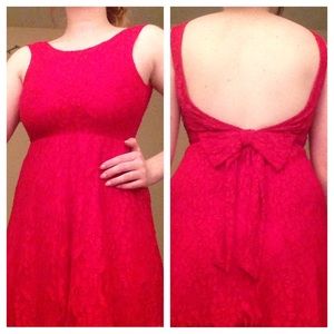 Red Lace Open-Back Dress
