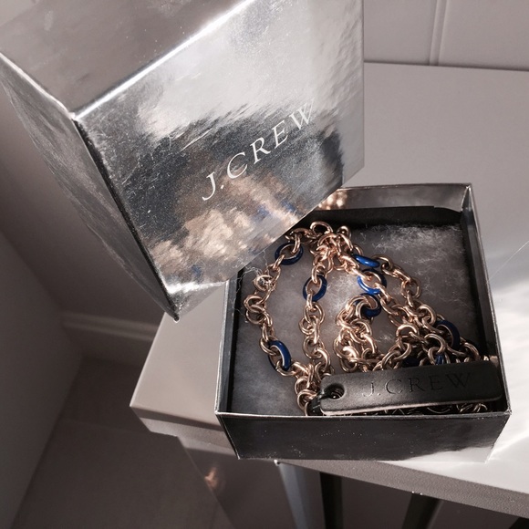 Gold and cobalt long necklace from jcrew NWT /box