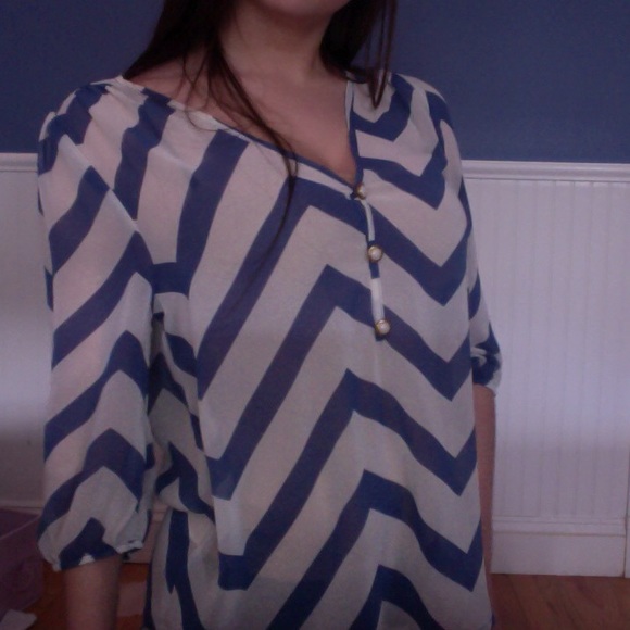 Striped 3/4 Sleeve Blouse
