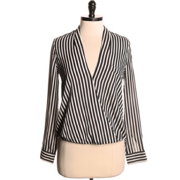 Anthropologie aryn k striped crossover top